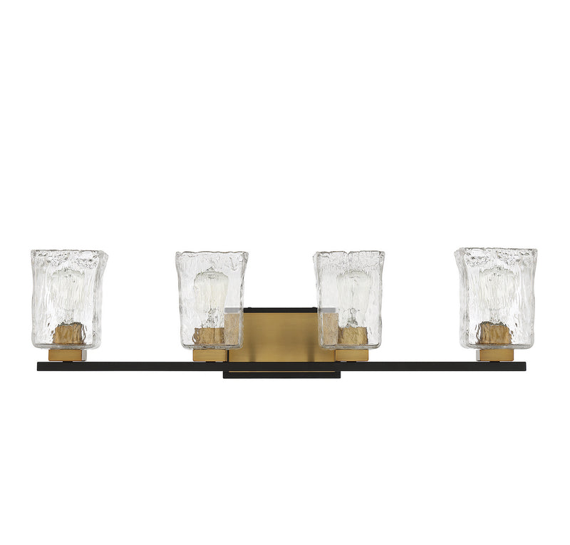 Savoy House 8-1720-4-143 Four Light Bathroom Vanity, Matte Black with Warm Brass