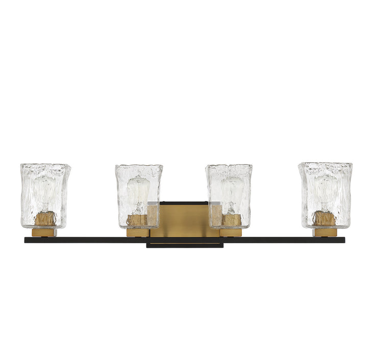 Savoy House 8-1720-4-143 Four Light Bathroom Vanity, Matte Black with Warm Brass