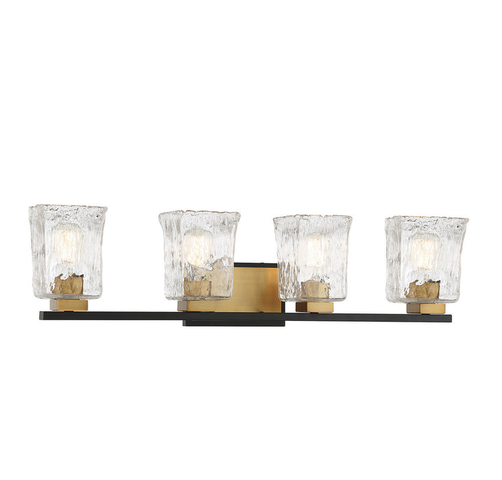 Savoy House 8-1720-4-143 Four Light Bathroom Vanity, Matte Black with Warm Brass