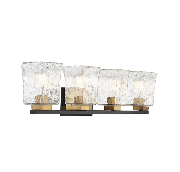 Savoy House 8-1720-4-143 Four Light Bathroom Vanity, Matte Black with Warm Brass