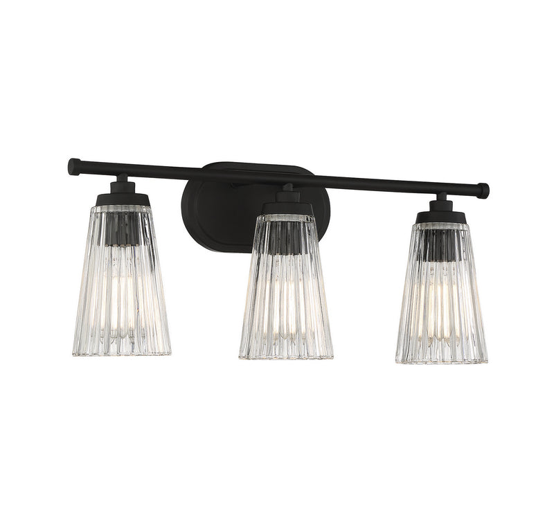Savoy House 8-1745-3-BK Three Light Bathroom Vanity, Matte Black