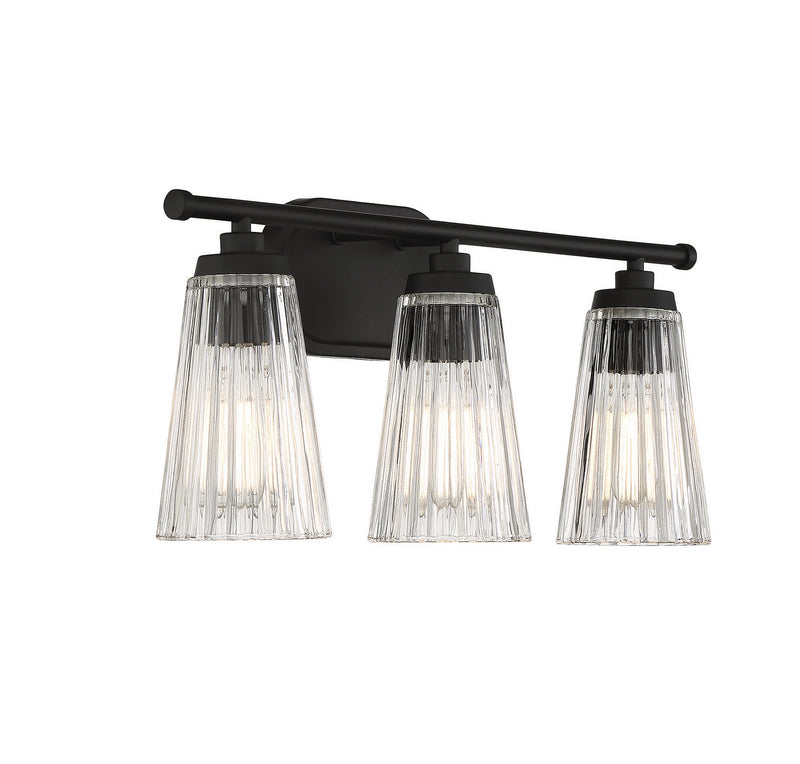 Savoy House 8-1745-3-BK Three Light Bathroom Vanity, Matte Black