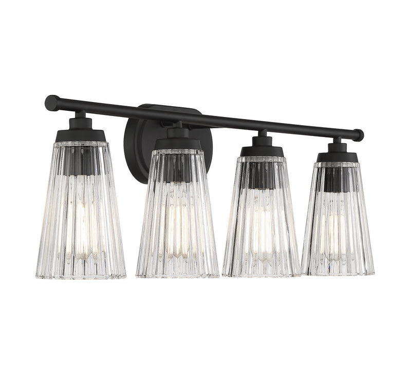 Savoy House 8-1745-4-BK Four Light Bathroom Vanity, Matte Black