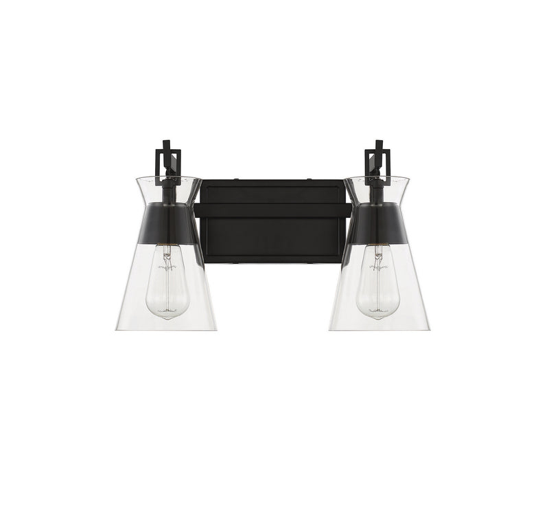 Savoy House 8-1830-2-BK Two Light Bathroom Vanity, Matte Black