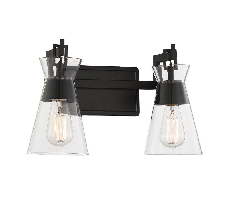 Savoy House 8-1830-2-BK Two Light Bathroom Vanity, Matte Black