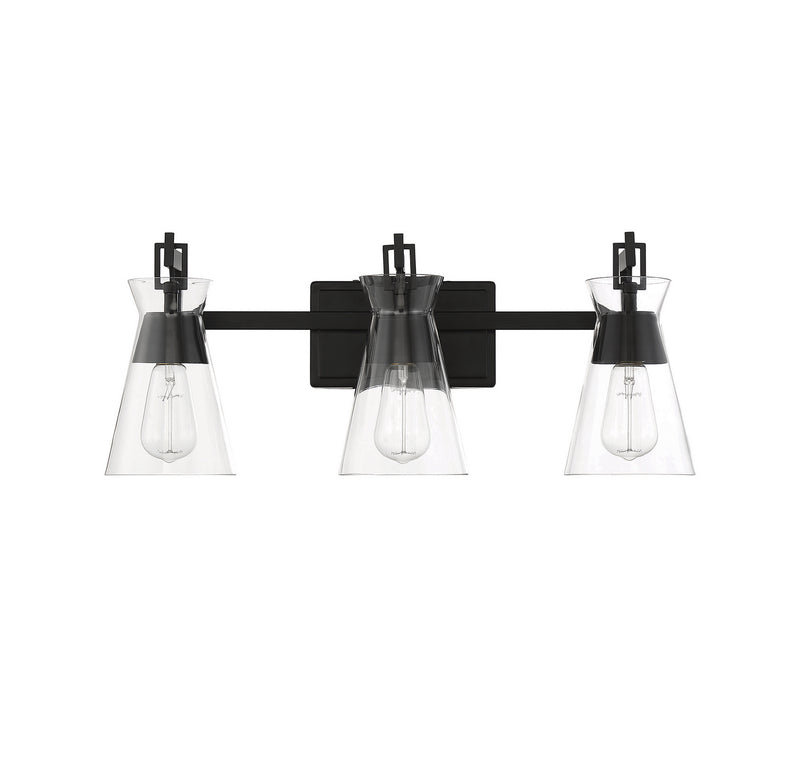 Savoy House 8-1830-3-BK Three Light Bathroom Vanity, Matte Black