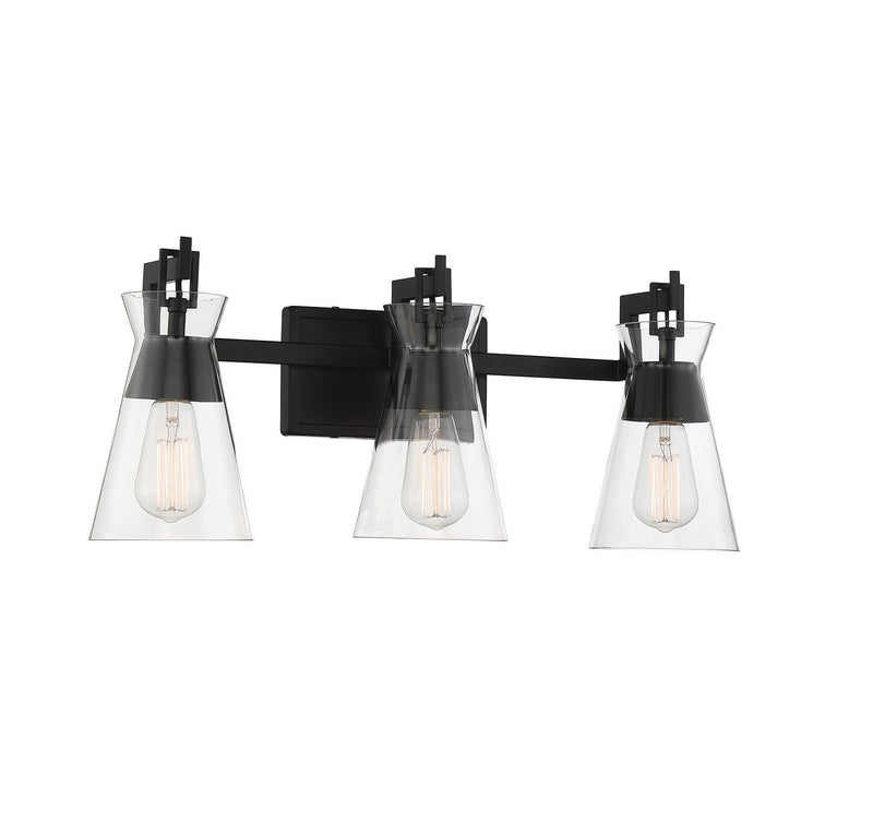 Savoy House 8-1830-3-BK Three Light Bathroom Vanity, Matte Black