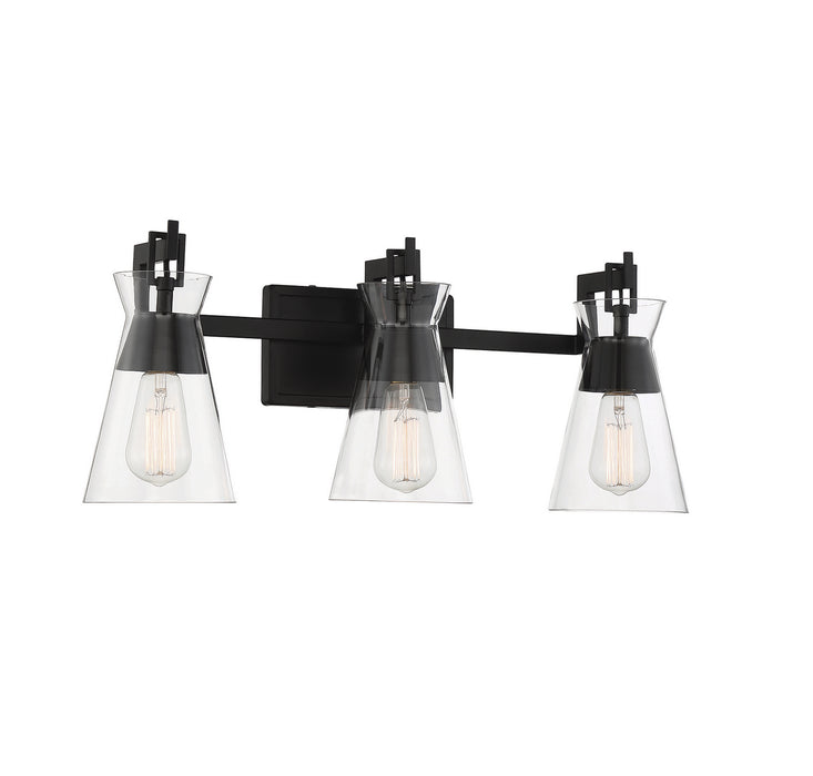 Savoy House 8-1830-3-BK Three Light Bathroom Vanity, Matte Black
