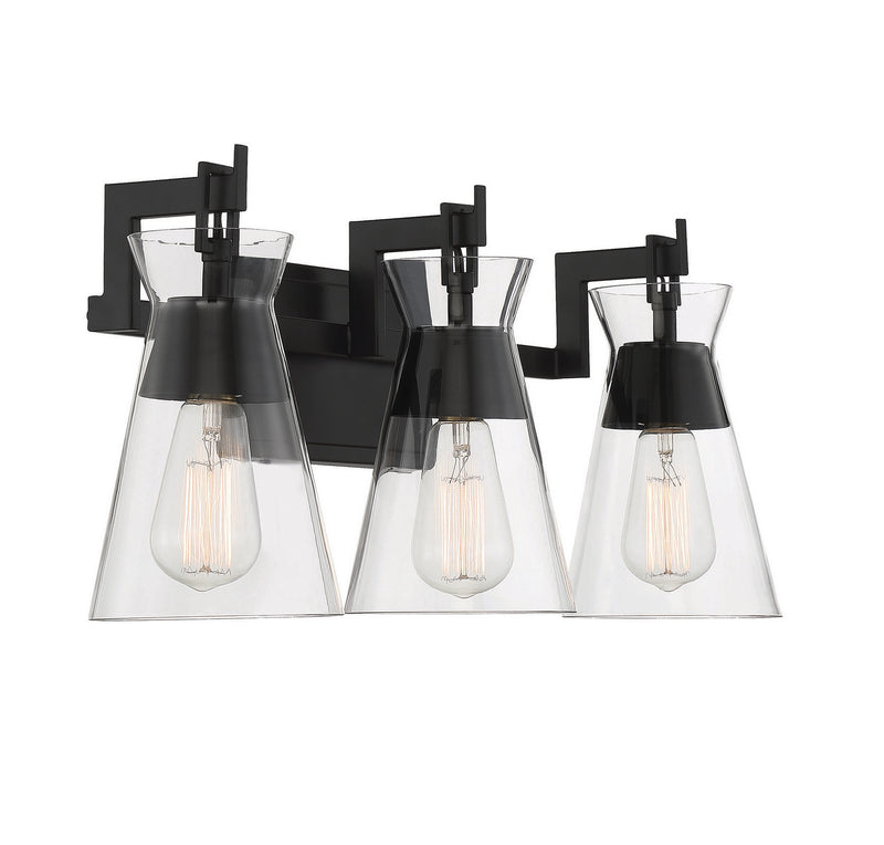 Savoy House 8-1830-3-BK Three Light Bathroom Vanity, Matte Black