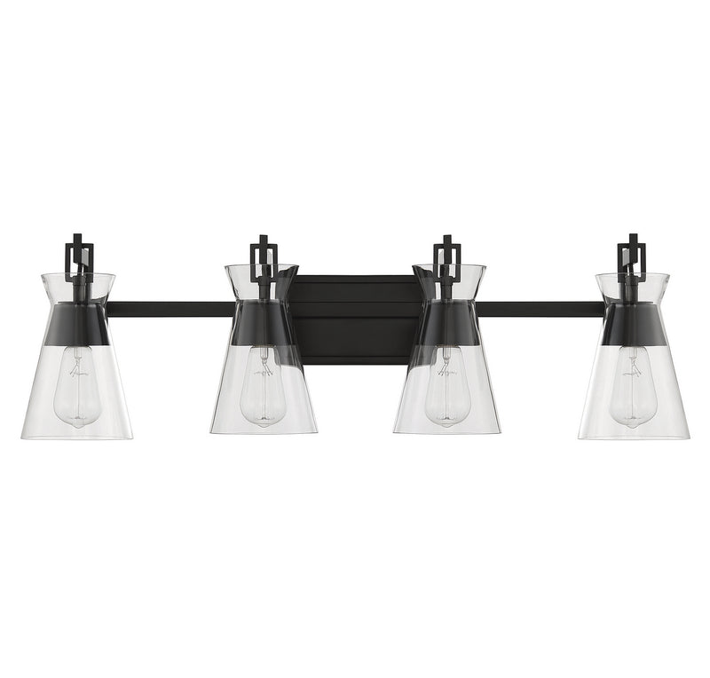 Savoy House 8-1830-4-BK Four Light Bathroom Vanity, Matte Black
