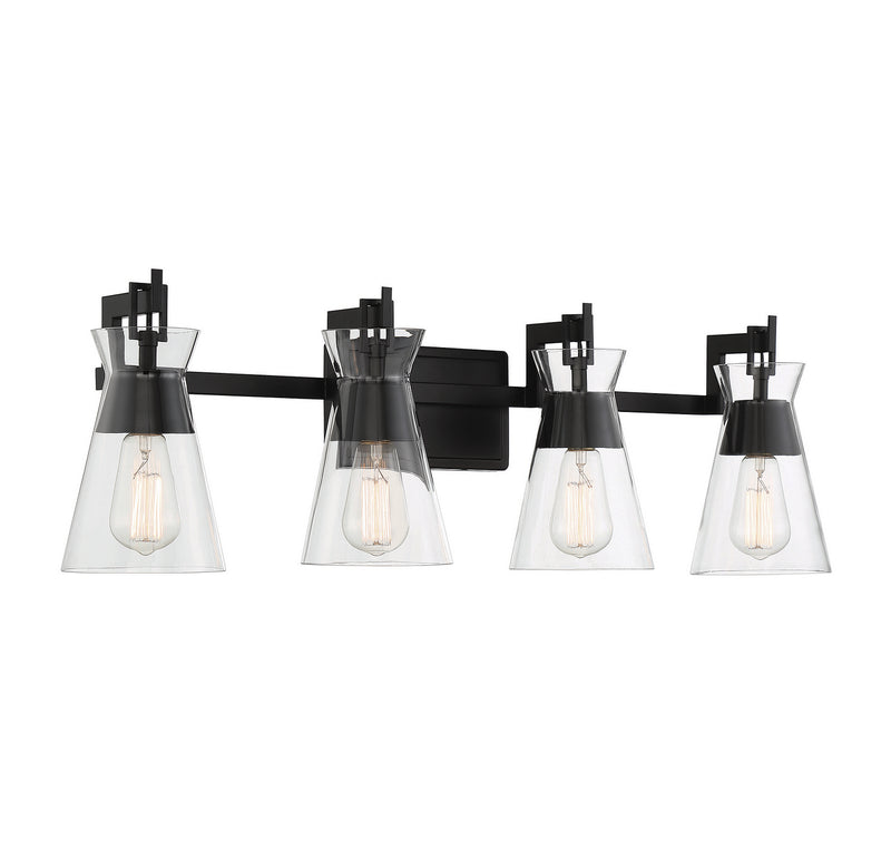 Savoy House 8-1830-4-BK Four Light Bathroom Vanity, Matte Black
