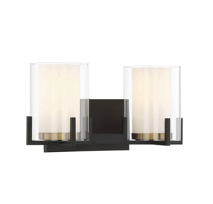 Savoy House 8-1977-2-143 Two Light Bathroom Vanity, Matte Black with Warm Brass