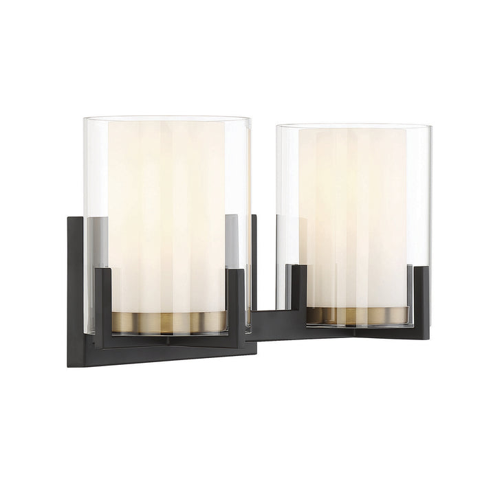 Savoy House 8-1977-2-143 Two Light Bathroom Vanity, Matte Black with Warm Brass