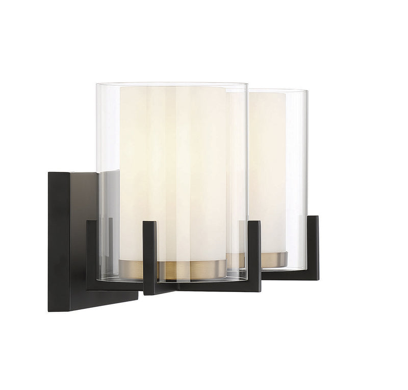 Savoy House 8-1977-2-143 Two Light Bathroom Vanity, Matte Black with Warm Brass