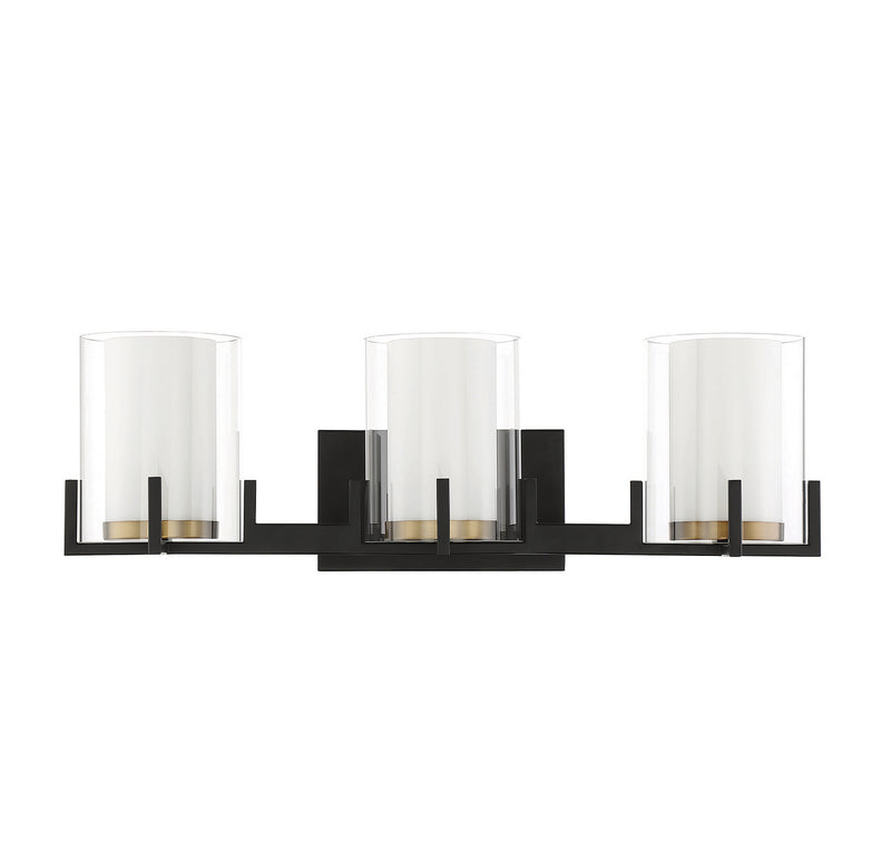 Savoy House 8-1977-3-143 Three Light Bathroom Vanity, Matte Black with Warm Brass