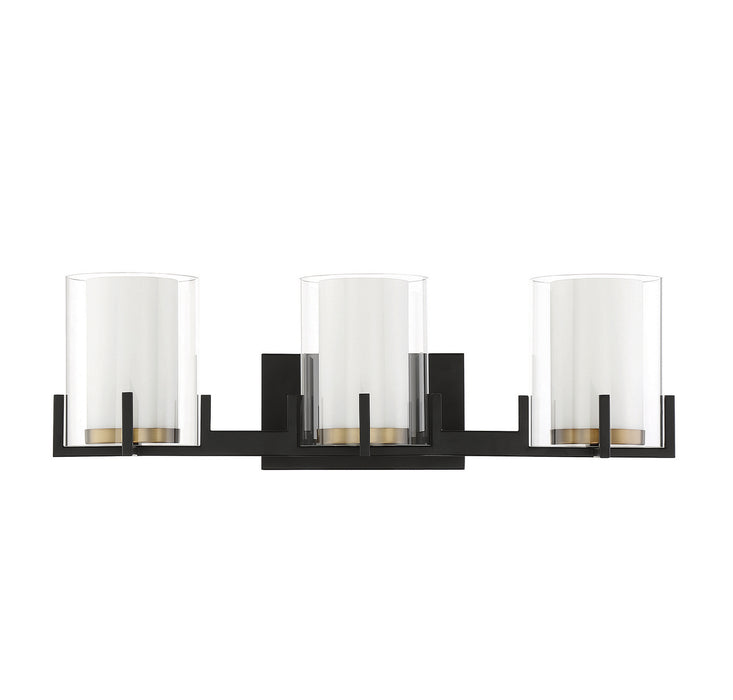 Savoy House 8-1977-3-143 Three Light Bathroom Vanity, Matte Black with Warm Brass