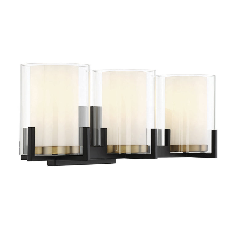 Savoy House 8-1977-3-143 Three Light Bathroom Vanity, Matte Black with Warm Brass
