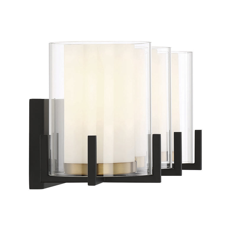 Savoy House 8-1977-3-143 Three Light Bathroom Vanity, Matte Black with Warm Brass