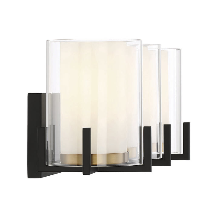 Savoy House 8-1977-3-143 Three Light Bathroom Vanity, Matte Black with Warm Brass