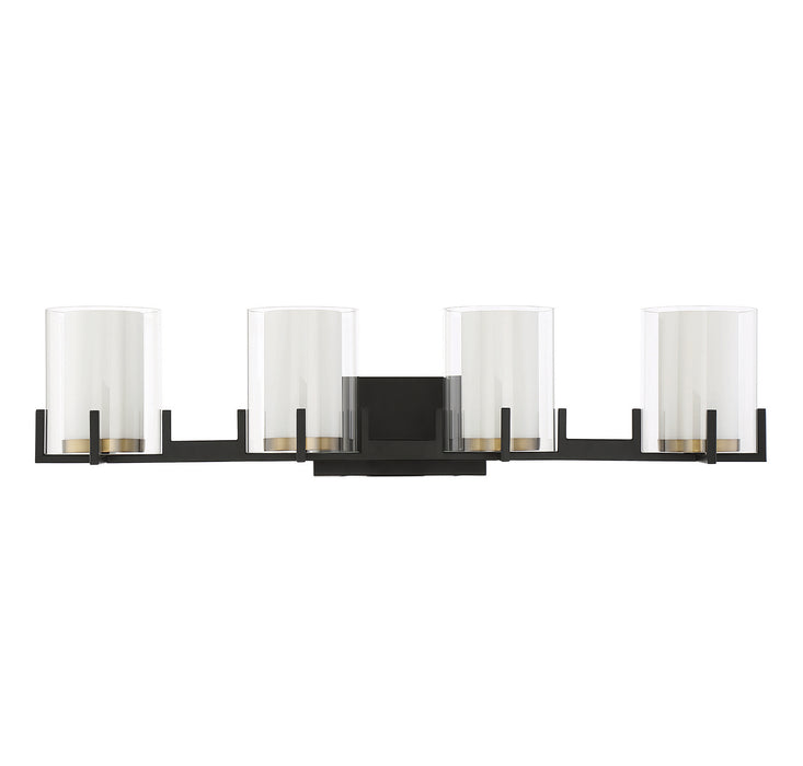 Savoy House 8-1977-4-143 Four Light Bathroom Vanity, Matte Black with Warm Brass