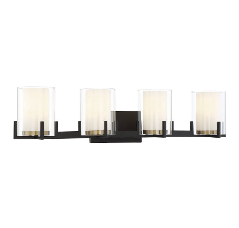 Savoy House 8-1977-4-143 Four Light Bathroom Vanity, Matte Black with Warm Brass