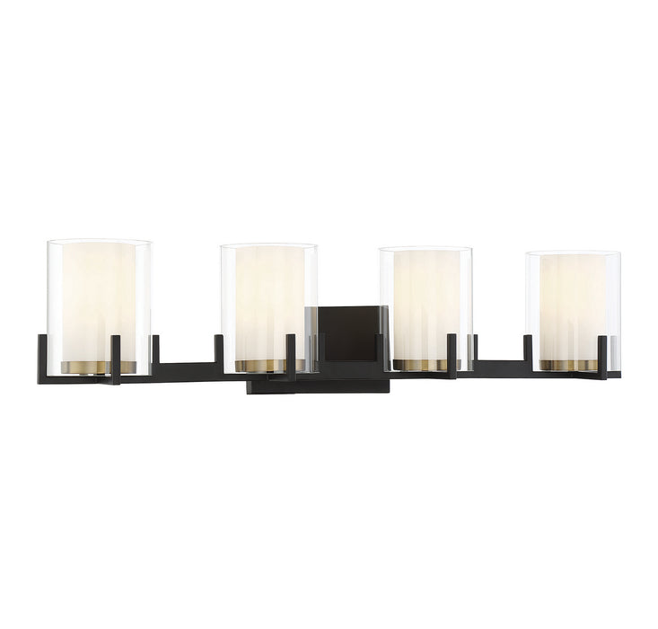 Savoy House 8-1977-4-143 Four Light Bathroom Vanity, Matte Black with Warm Brass