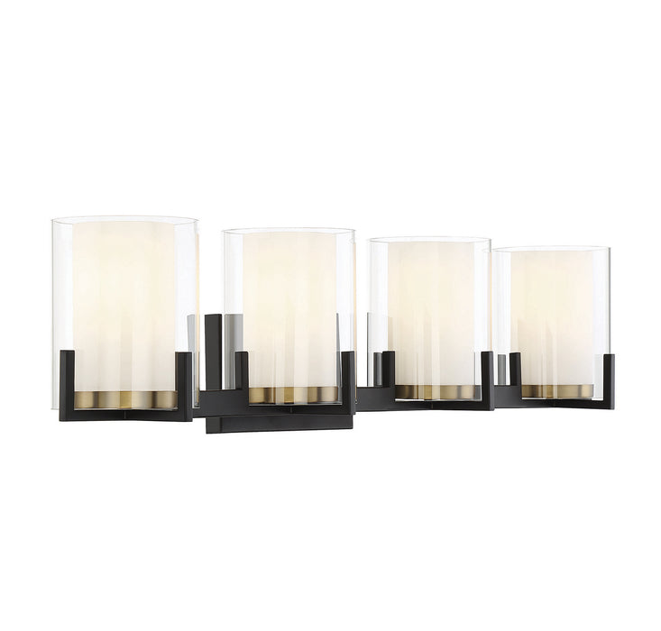 Savoy House 8-1977-4-143 Four Light Bathroom Vanity, Matte Black with Warm Brass