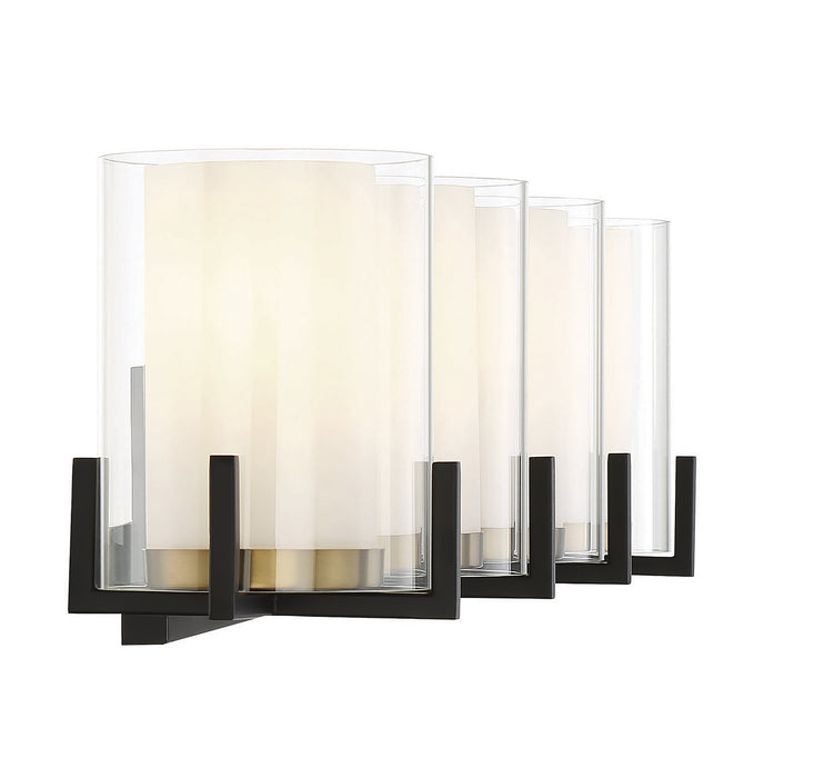 Savoy House 8-1977-4-143 Four Light Bathroom Vanity, Matte Black with Warm Brass