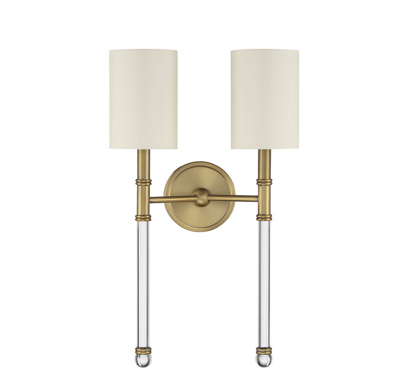 Savoy House 9-103-2-322 Two Light Wall Sconce, Warm Brass