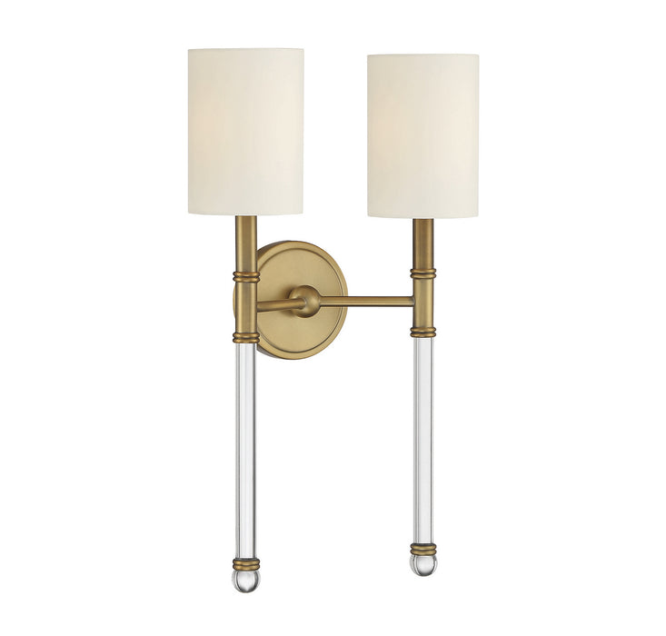 Savoy House 9-103-2-322 Two Light Wall Sconce, Warm Brass