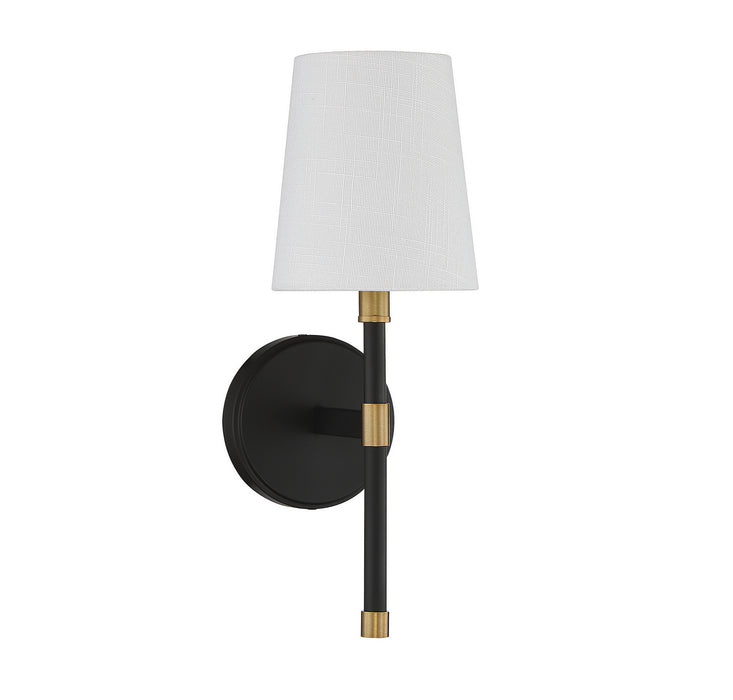 Savoy House 9-1632-1-143 One Light Wall Sconce, Matte Black with Warm Brass