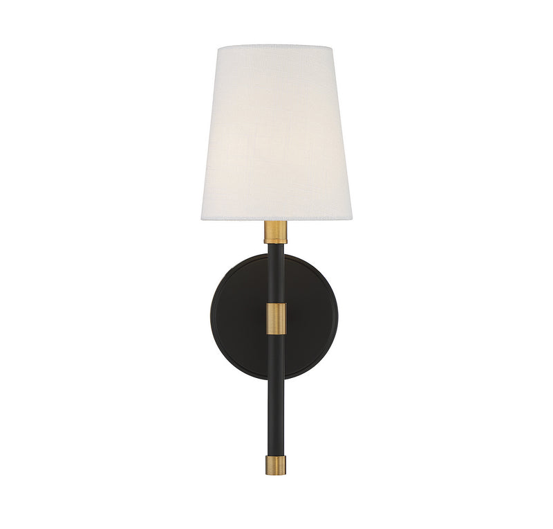 Savoy House 9-1632-1-143 One Light Wall Sconce, Matte Black with Warm Brass