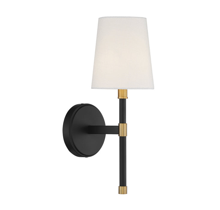 Savoy House 9-1632-1-143 One Light Wall Sconce, Matte Black with Warm Brass
