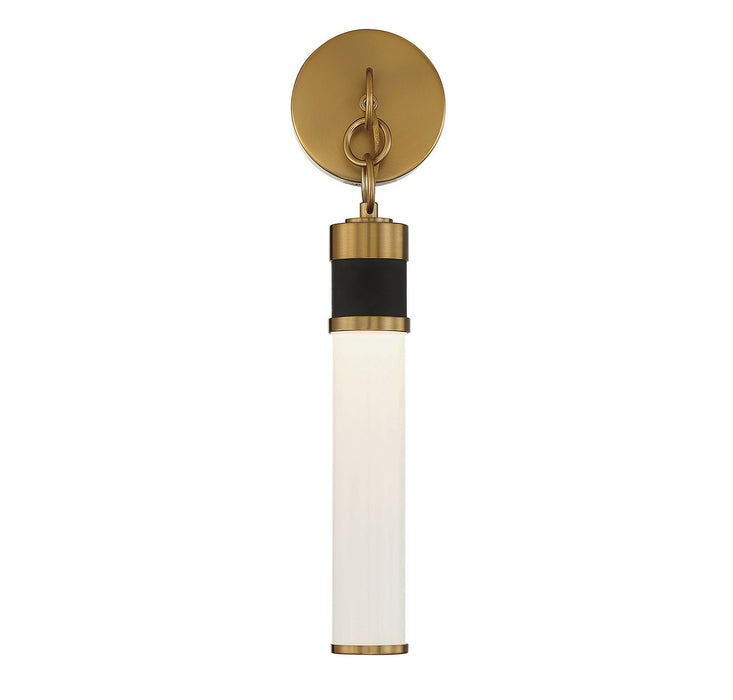 Savoy House 9-1638-1-143 LED Wall Sconce, Matte Black with Warm Brass