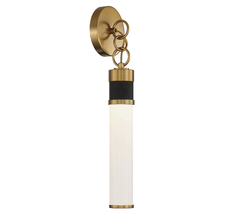 Savoy House 9-1638-1-143 LED Wall Sconce, Matte Black with Warm Brass