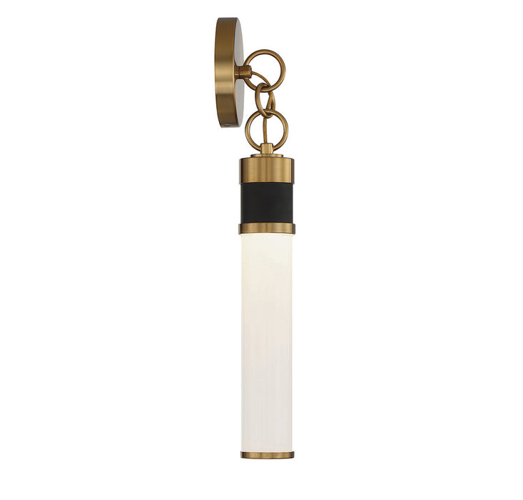 Savoy House 9-1638-1-143 LED Wall Sconce, Matte Black with Warm Brass