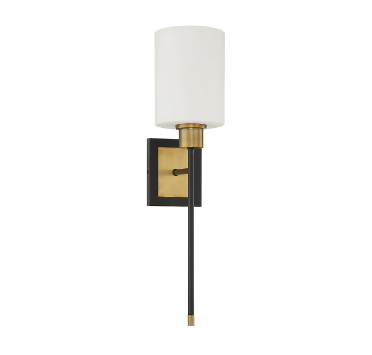 Savoy House 9-1645-1-143 One Light Wall Sconce, Matte Black with Warm Brass