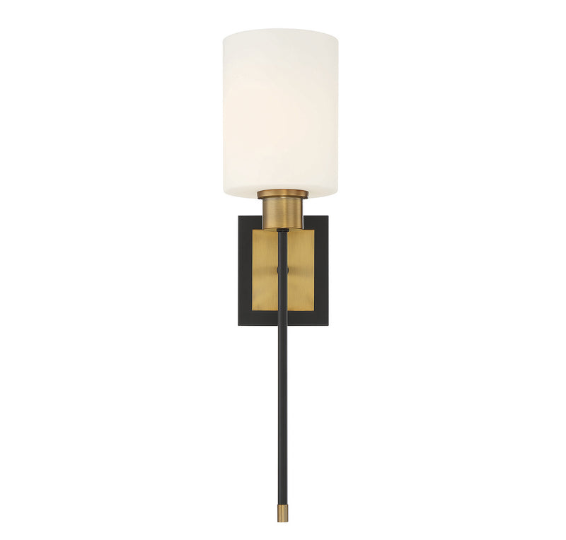 Savoy House 9-1645-1-143 One Light Wall Sconce, Matte Black with Warm Brass