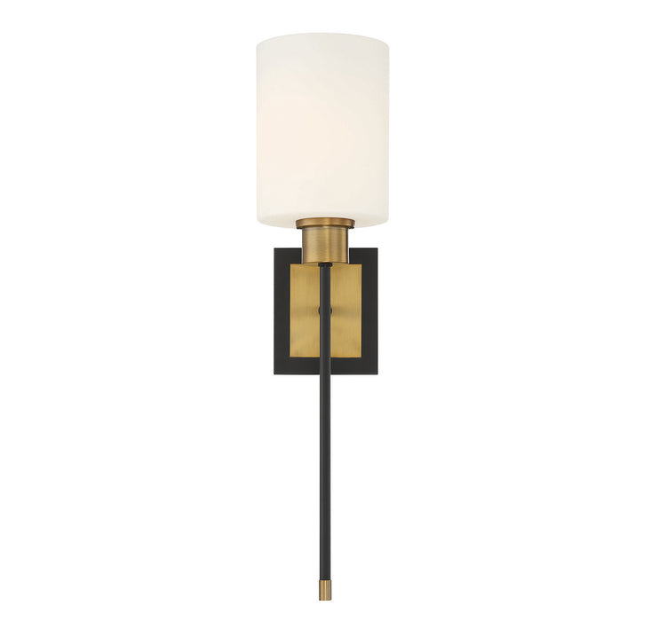 Savoy House 9-1645-1-143 One Light Wall Sconce, Matte Black with Warm Brass