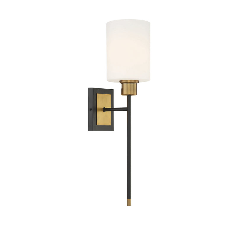 Savoy House 9-1645-1-143 One Light Wall Sconce, Matte Black with Warm Brass