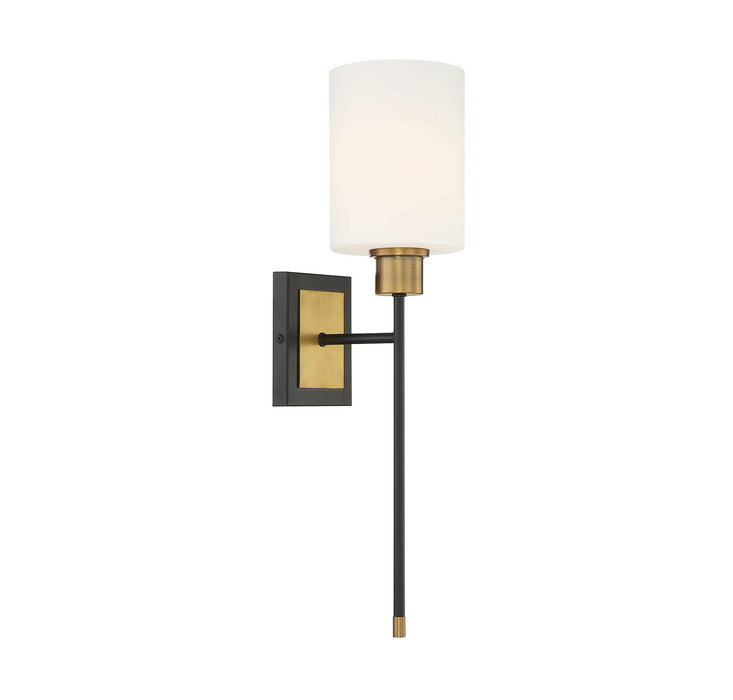 Savoy House 9-1645-1-143 One Light Wall Sconce, Matte Black with Warm Brass