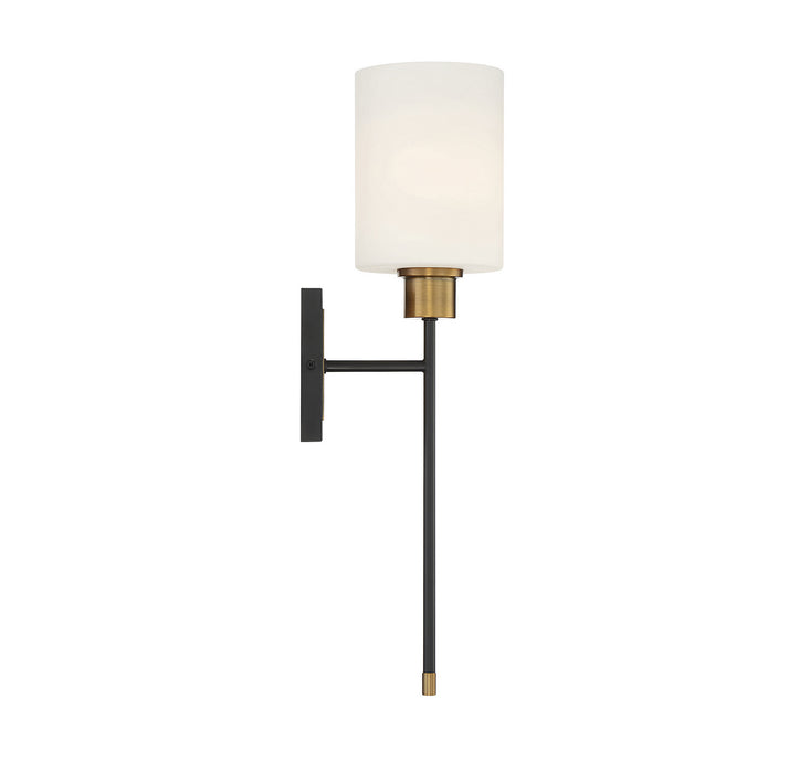 Savoy House 9-1645-1-143 One Light Wall Sconce, Matte Black with Warm Brass