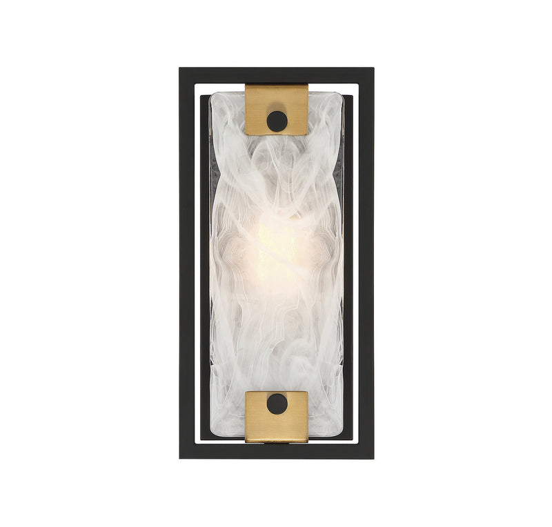 Savoy House 9-1697-1-143 One Light Wall Sconce, Matte Black with Warm Brass