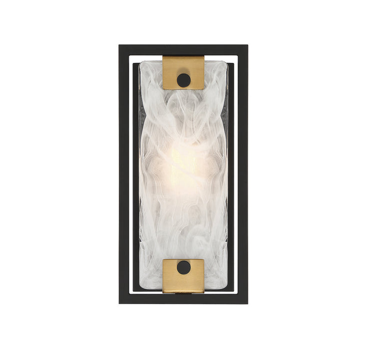 Savoy House 9-1697-1-143 One Light Wall Sconce, Matte Black with Warm Brass