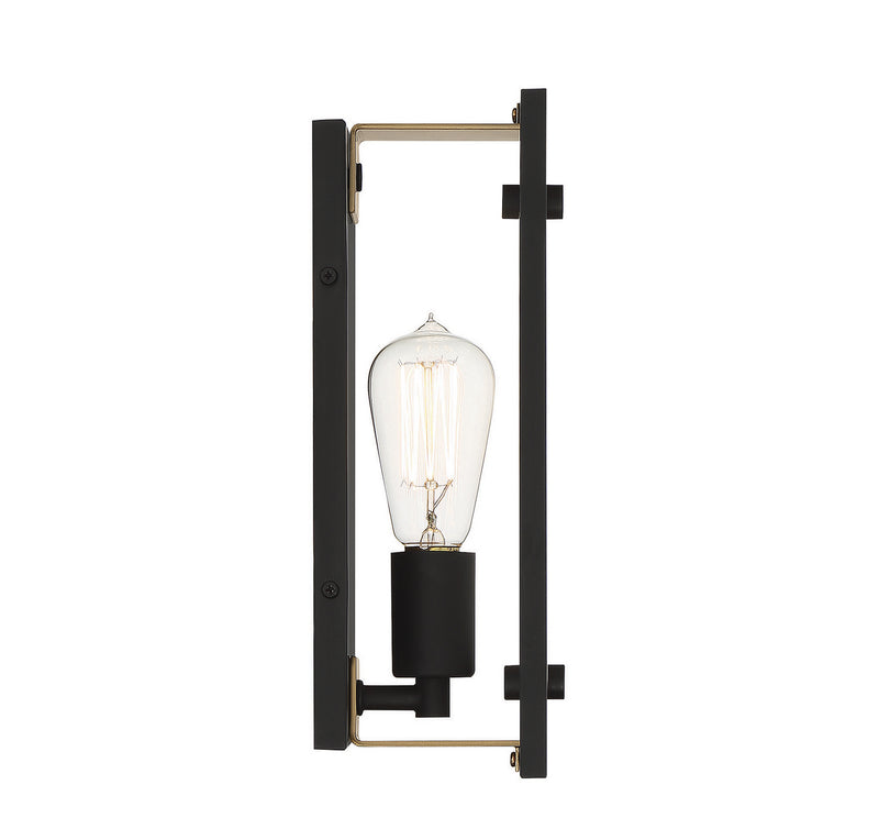 Savoy House 9-1697-1-143 One Light Wall Sconce, Matte Black with Warm Brass