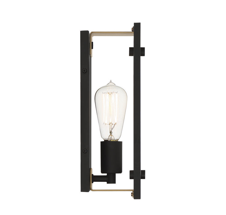 Savoy House 9-1697-1-143 One Light Wall Sconce, Matte Black with Warm Brass