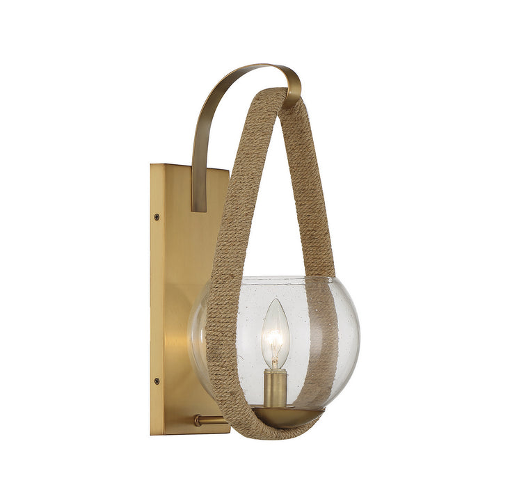 Savoy House 9-1826-1-320 One Light Wall Sconce, Warm Brass and Rope