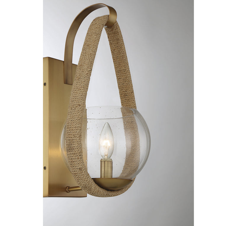 Savoy House 9-1826-1-320 One Light Wall Sconce, Warm Brass and Rope