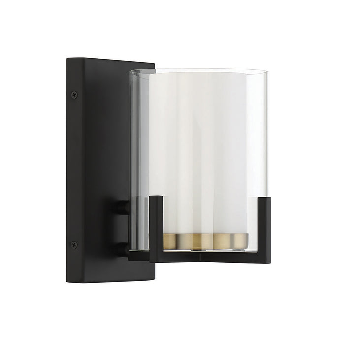 Savoy House 9-1977-1-143 One Light Wall Sconce, Matte Black with Warm Brass