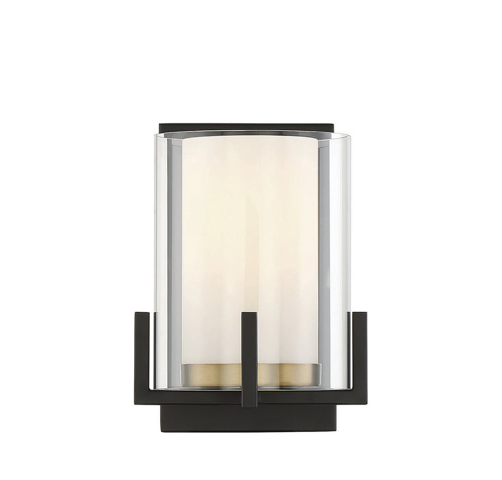 Savoy House 9-1977-1-143 One Light Wall Sconce, Matte Black with Warm Brass